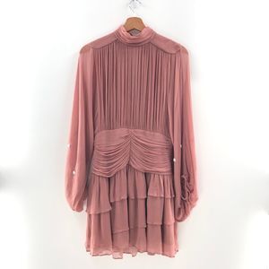 Shona Joy Olympia Long Sleeve Ruched Mini Dress in Antique Rose 8